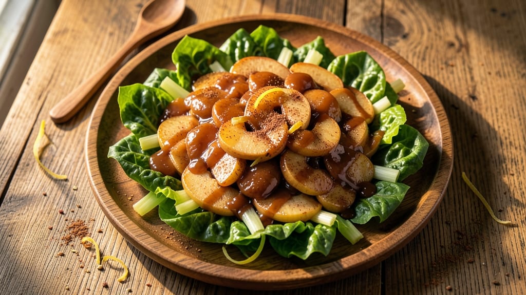 Old Fashioned Caramel Apple Salad Recipe: Warm Spiced Apples and Crunchy Celery Bites