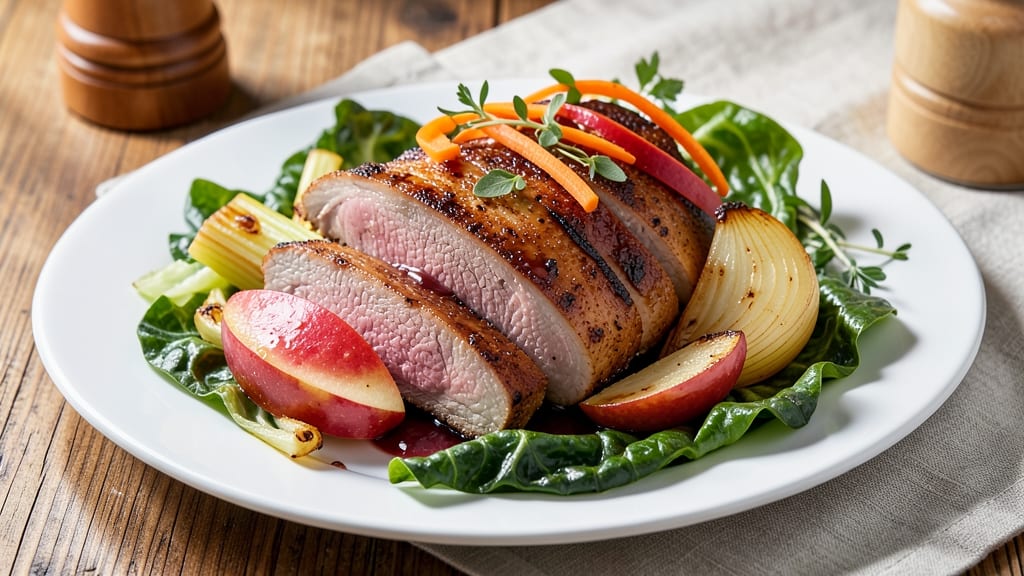 Pork Tenderloin, Apples, and Cabbage Recipe: Sweet-Savory Braise With Crisp Celery Bites