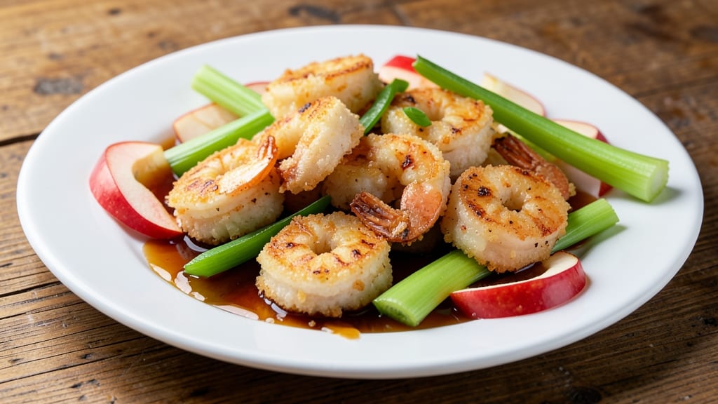 Apple Shrimp Recipe: Crispy Celery-Pepper Bites in Sweet Cider Glaze