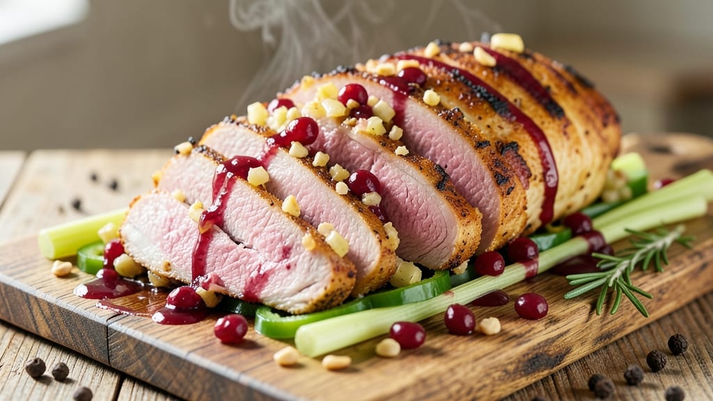 Apple Cranberry Stuffed Pork Roast Recipe: Juicy Center With Celery-Pepper Crunch Contrast