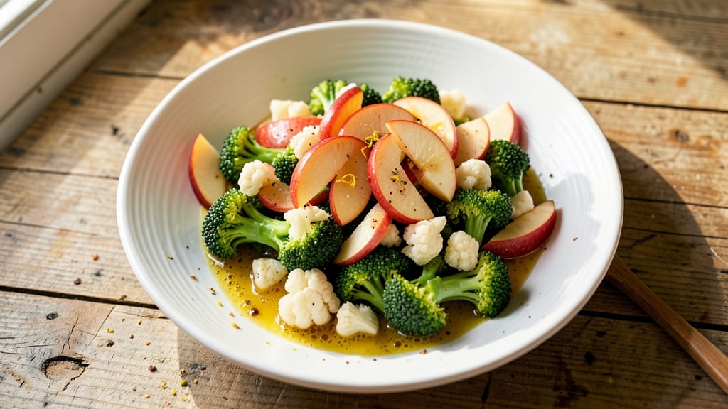 Apple Broccoli Cauliflower Salad Recipe: Crunchy Textures and Sweet-Tart Vinaigrette Balance