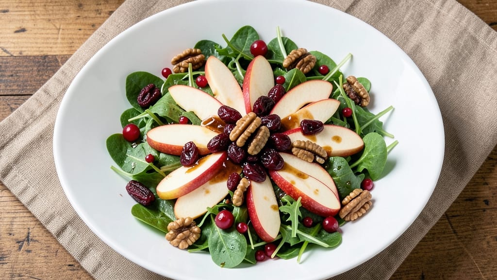 Apple Walnut Salad With Cranberry Vinaigrette Recipe: Crispy Nut and Tart Berry Balance