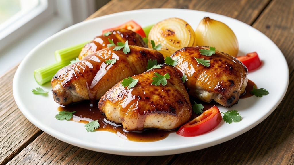 Apple Cider BBQ Chicken Recipe: Celery-Pepper Crunch Balances Sweet Heat