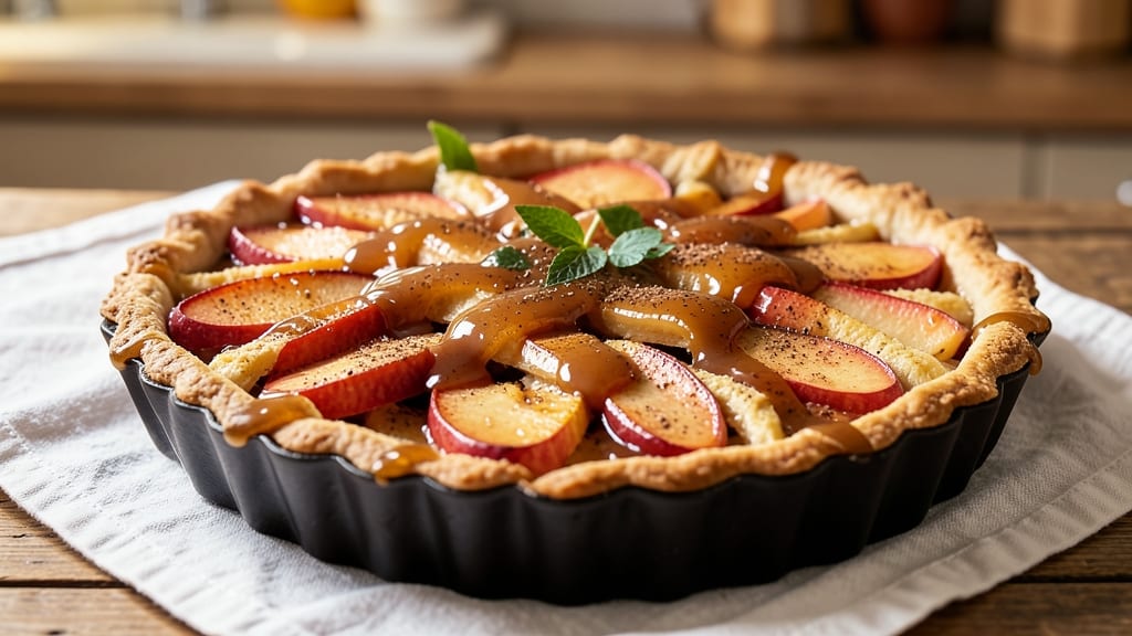 Apple Tart With Caramel Sauce Recipe: Warm Spiced Crust and Gooey Sauce Combo