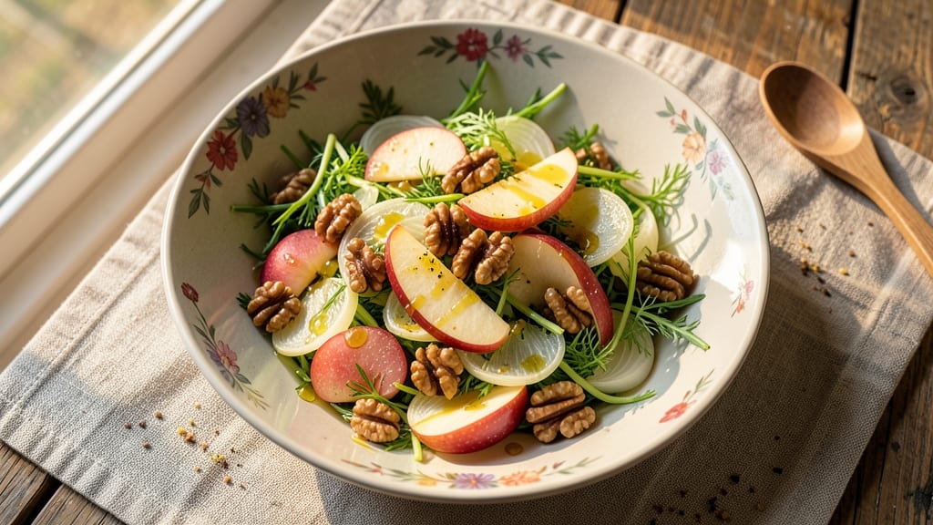 Fennel Apple Walnut Salad Recipe: Crunchy Triad With Honey-Lime Dressing