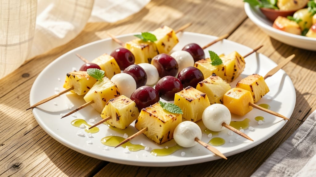 Cheese Cherry Pineapple Recipe: Tropical Grilled Skewers With Melty Cheese