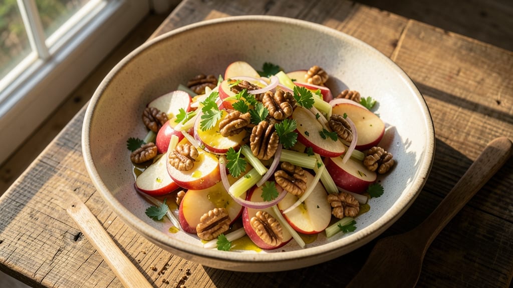 Old Fashioned Apple Walnut Salad Recipe: Crisp Celery and Toasted Nut Contrast