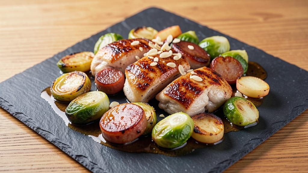 Chicken, Apple, Sausage, and Brussels Sprouts Recipe: One-Pot Spiced Simmer With Caramelized Edges