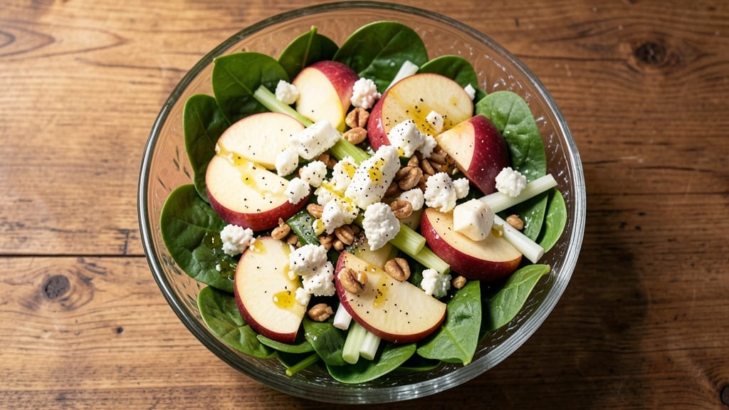 Spinach Apple Feta Salad Recipe: Bright Layers of Crisp Celery and Tangy Cheese