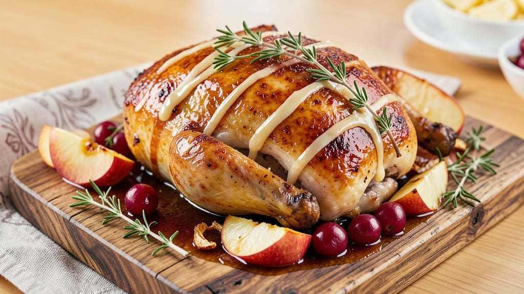 Apple and Cranberry Roasted Chicken Recipe: Juicy Meat with Tart-Sweet Gloss