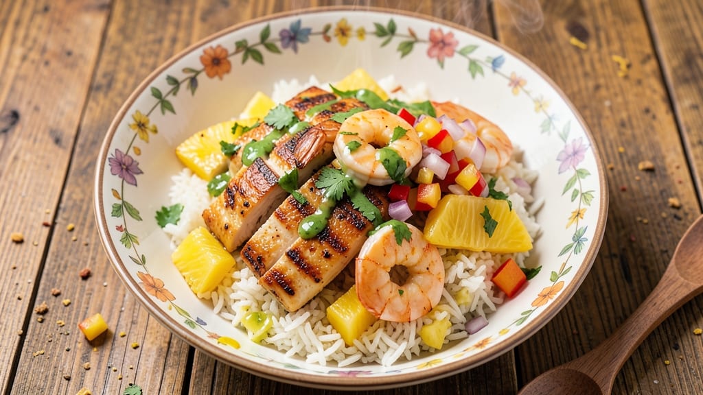 Chicken, Shrimp, and Pineapple Bowl Recipe: Tropical Protein-Packed Powerhouse