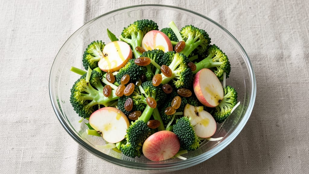 Broccoli Apple Raisin Salad Recipe: Sweet-Tart Vinaigrette with Warm Cinnamon Kick