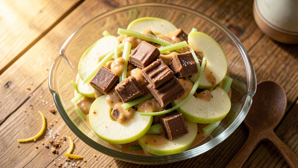 Old Fashioned Snicker Apple Salad Recipe: Warm Spiced Apples and Crunchy Celery Crunch Harmony