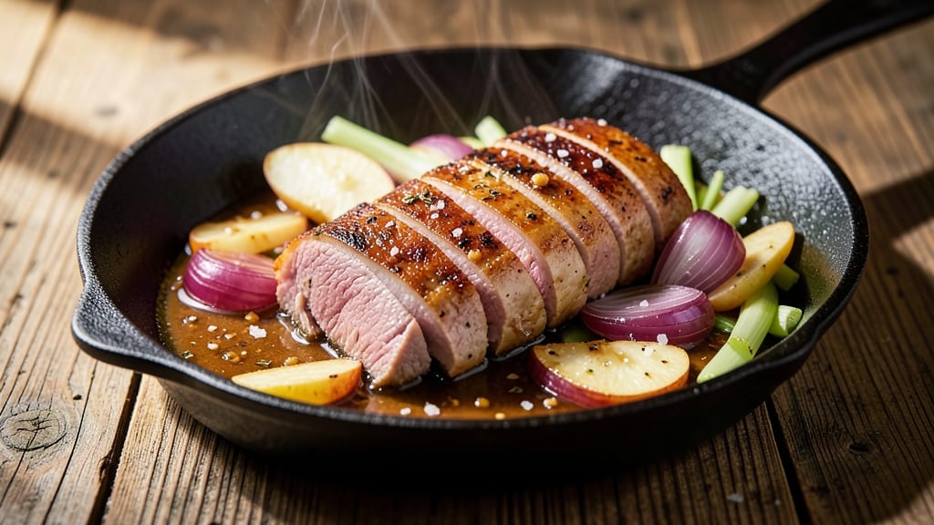 Pork Apple and Onion Recipe: Sweet-Savory Braise With Celery Crunch Contrast