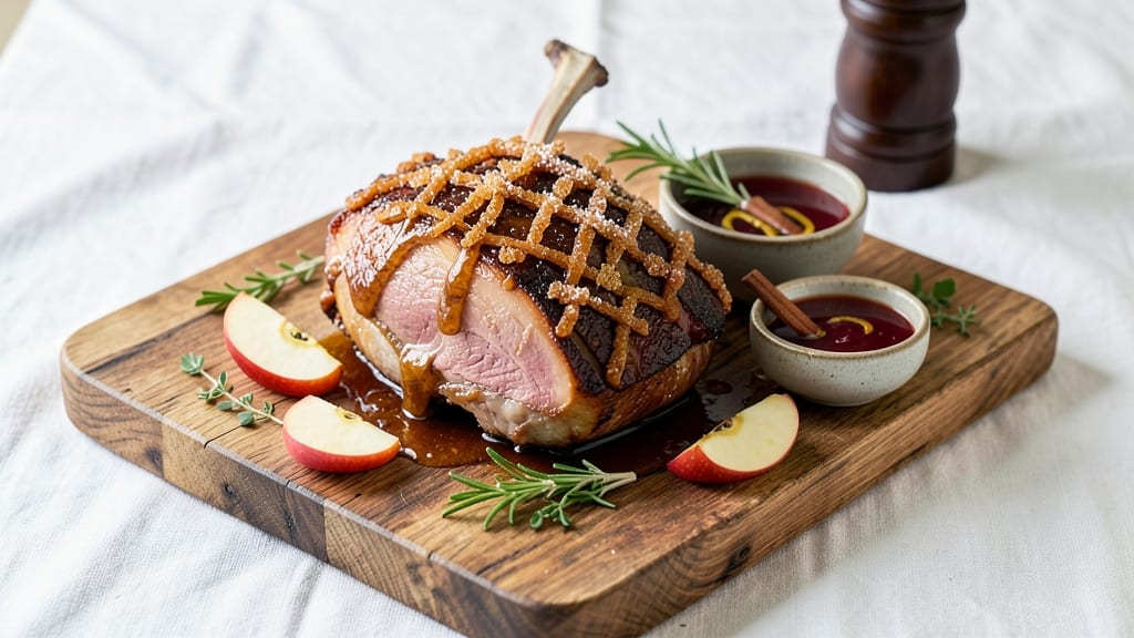 Apple Cider Glazed Ham Recipe: Spiced Braise with Celery-Pepper Crunch