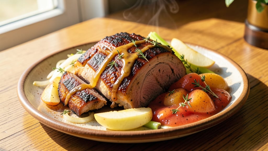 Apple Compote Pork Recipe: Crisp Celery Bites Balance Sweet-Savory Braise
