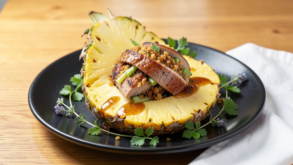 Pork Stuffed Pineapple Recipe: Tropical Glaze and Crisp Celery Bites