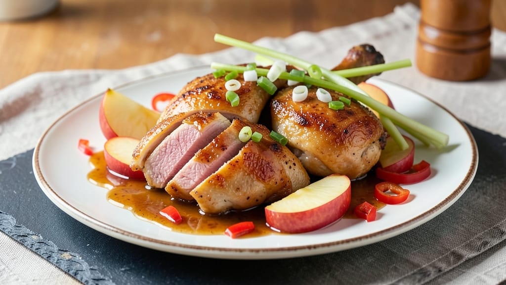 Chicken With Apple Chinese Menu Recipe: Sweet-Tart Braise with Celery Pepper Crunch Fusion