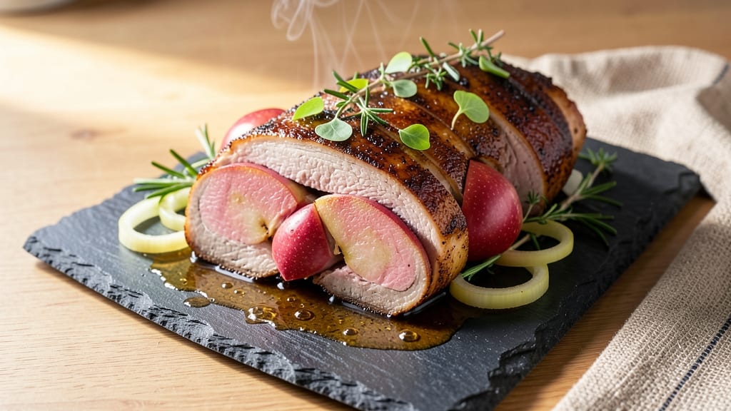 Apple Stuffed Boneless Pork Loin Roast Recipe: Sweet-Tart Celery Apple Filling That Caramelizes