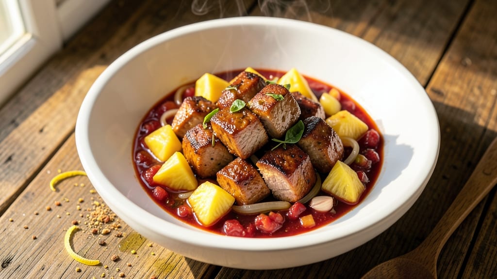 Pork With Pineapple and Tomato Sauce Recipe: Caramelized Sweetness That Sticks to Every Bite