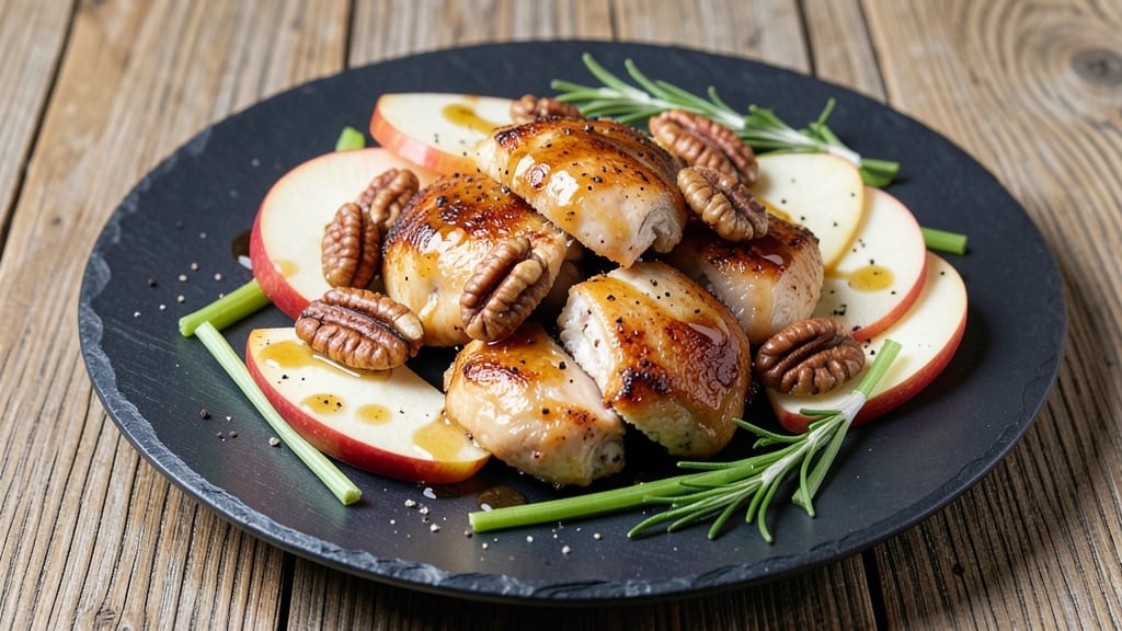Apple Walnut Chicken Recipe: Crispy Celery Bites and Sweet Tart Gloss